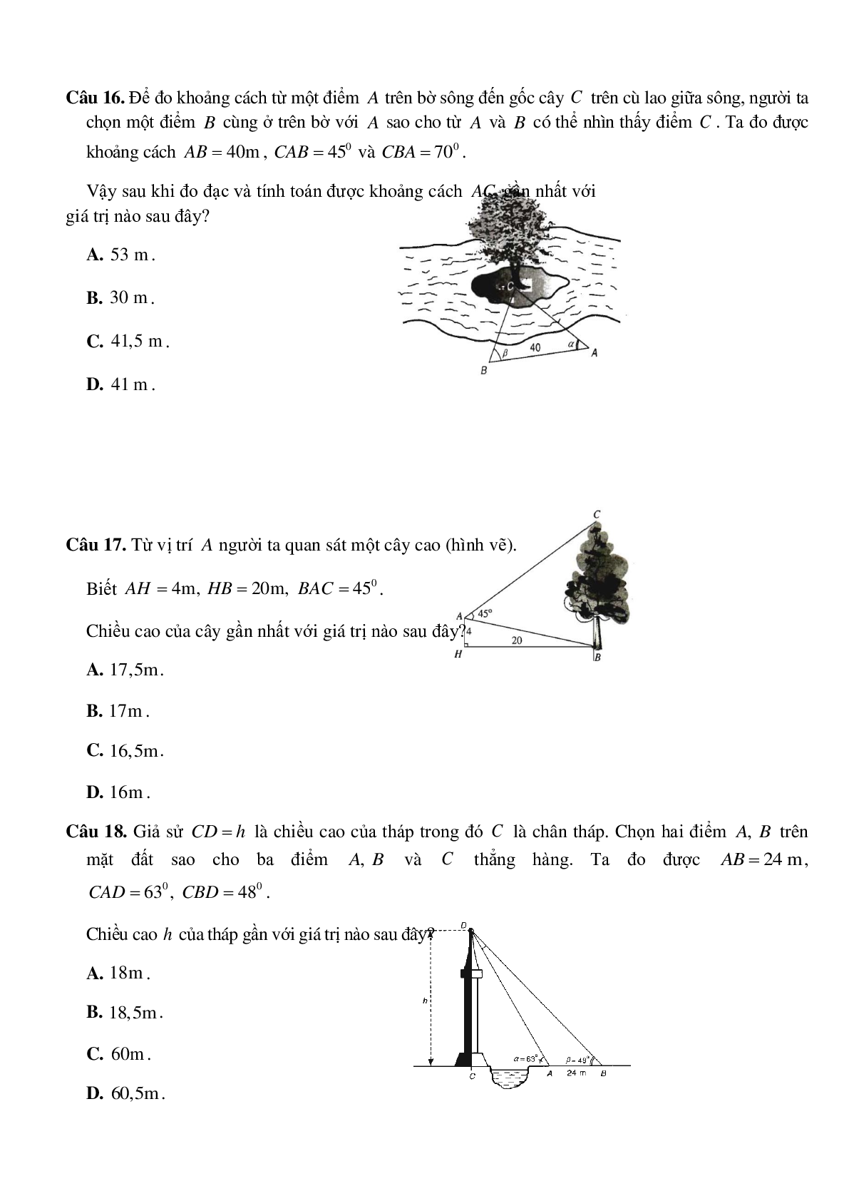 500 Bài tập hệ thức lượng trong tam giác (có đáp án năm 2024) - Toán 10 (trang 3)