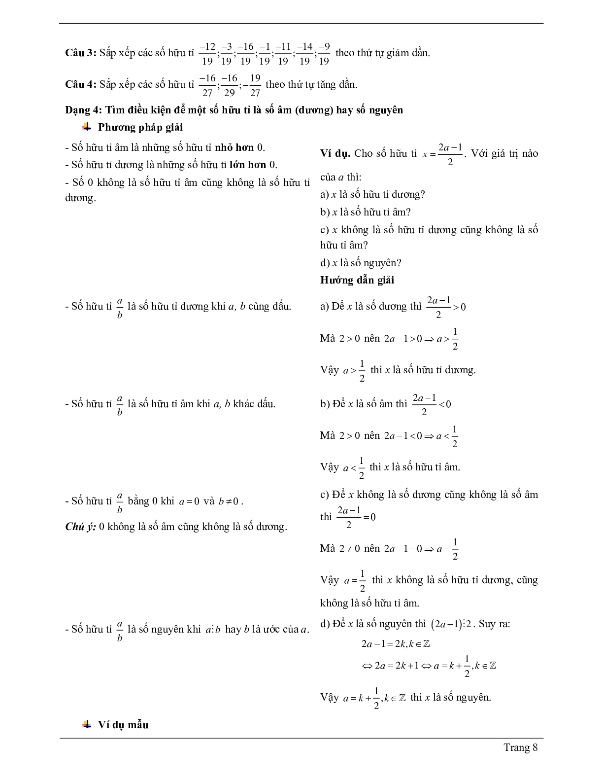 70 Bài tập về tập hợp các số hữu tỉ (có đáp án năm 2024) - Toán 7 (trang 8)