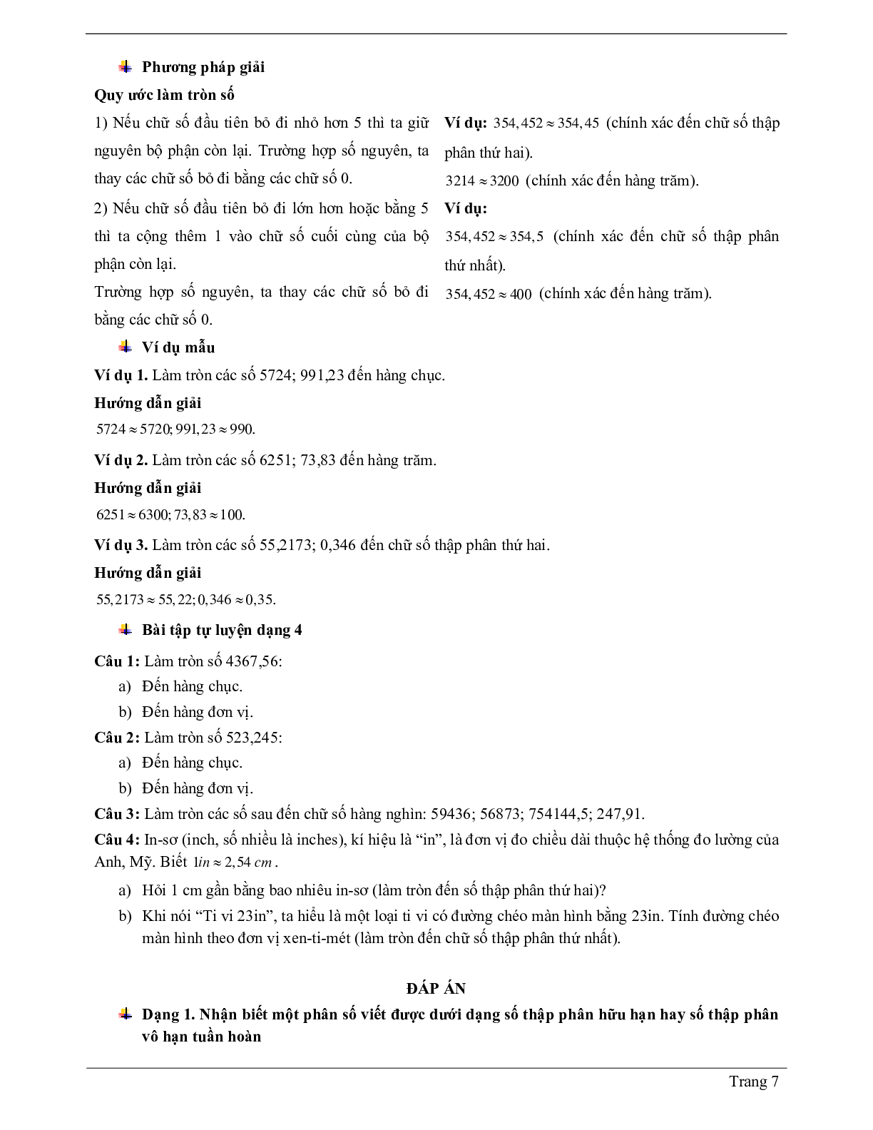 60 Bài tập làm quen với số thập phân vô hạn tuần hoàn (có đáp án năm 2023) - Toán 7 (trang 7)