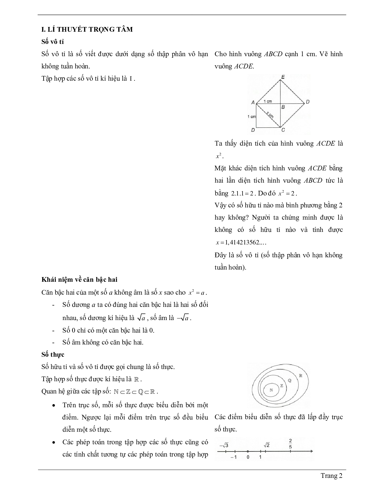 70 Bài tập về Số vô tỉ. Căn bậc hai số học (có đáp án năm 2024) - Toán 7 (trang 2)