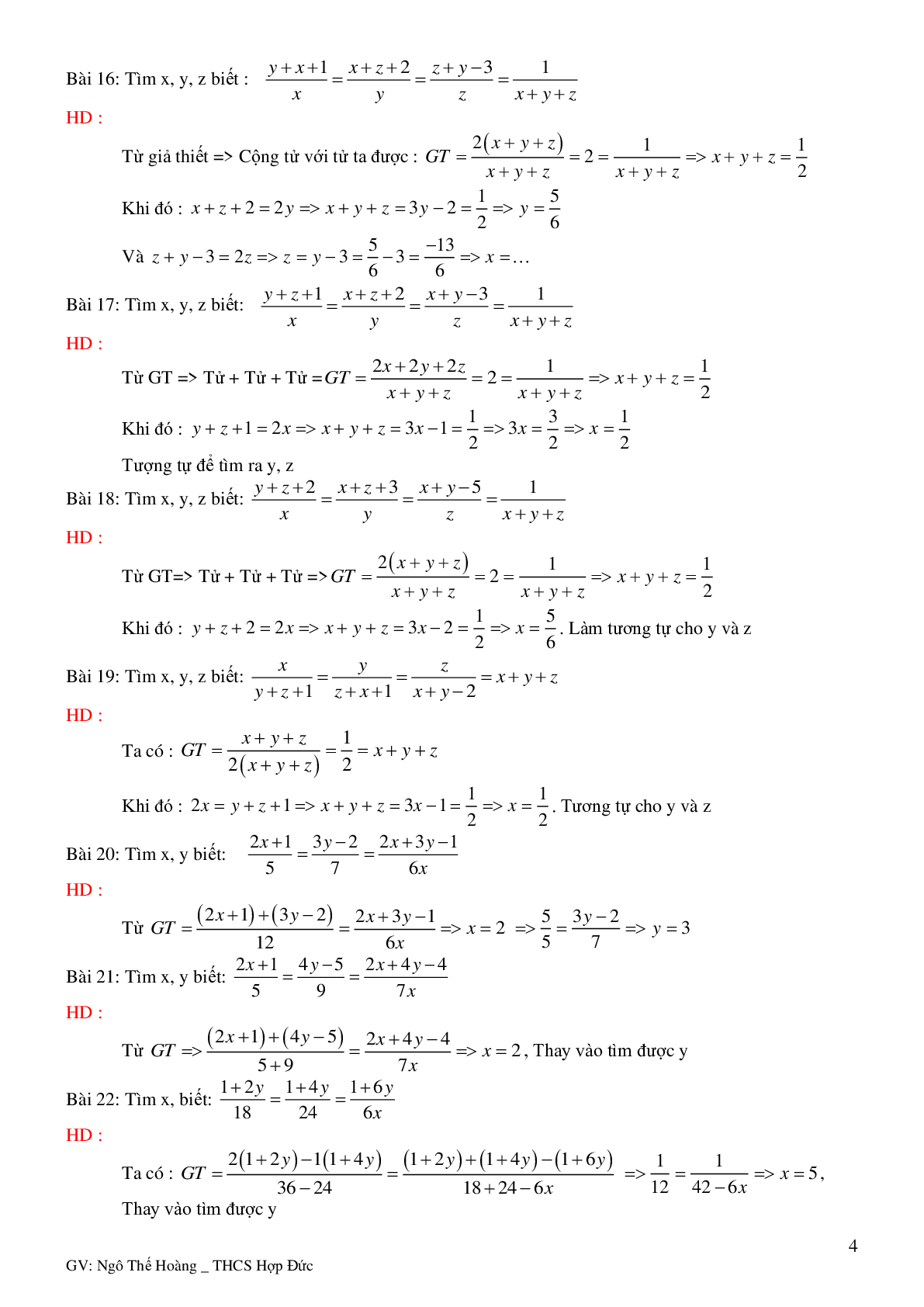 60 Bài tập về tỉ lệ thức (có đáp án năm 2024) - Toán 7 (trang 4)