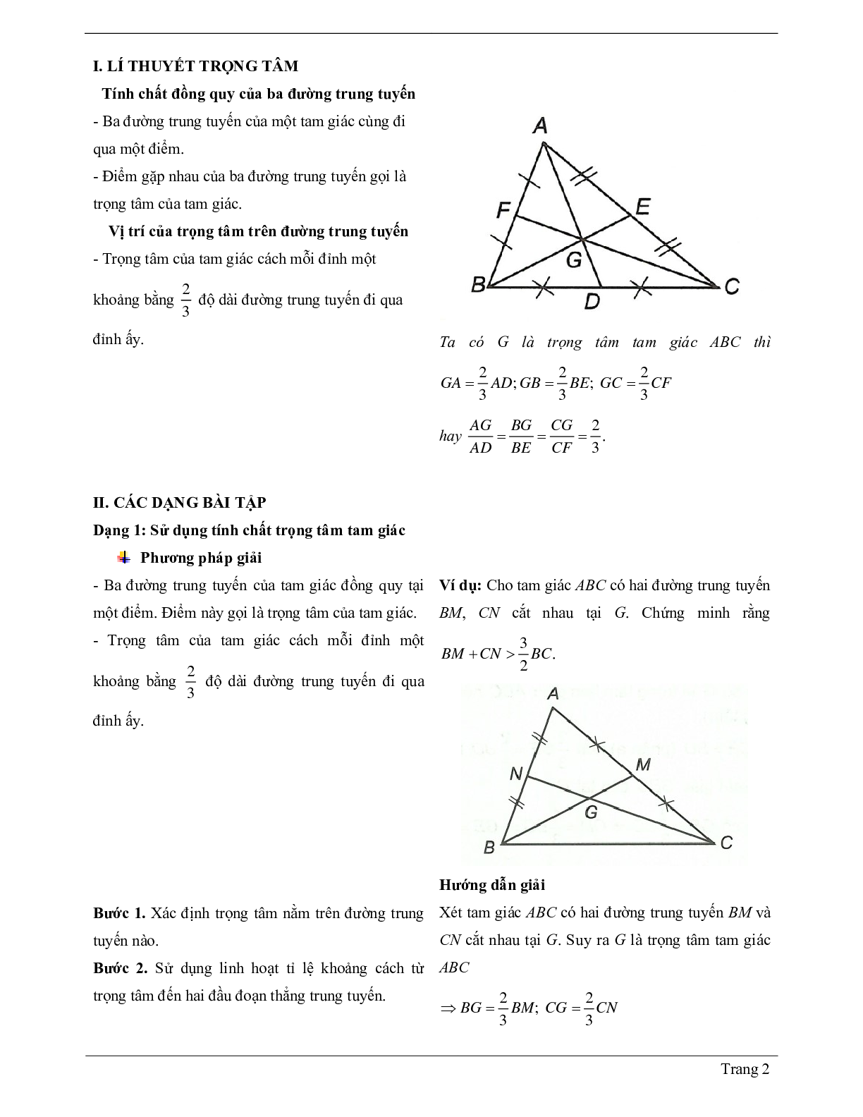 70 Bài tập về Tính chất ba đường trung tuyến của tam giác (có đáp án năm 2024) (trang 2)
