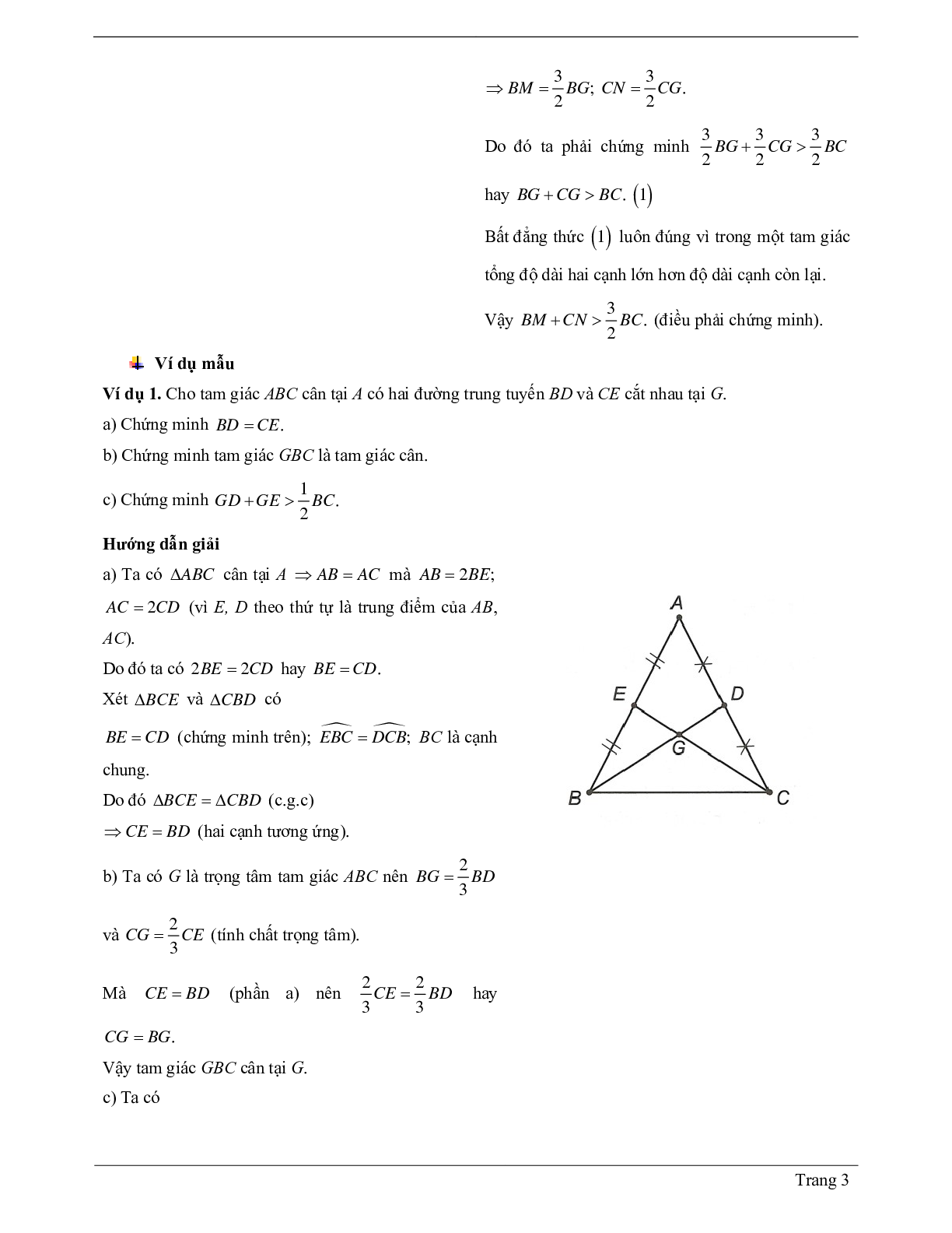 70 Bài tập về Tính chất ba đường trung tuyến của tam giác (có đáp án năm 2024) (trang 3)
