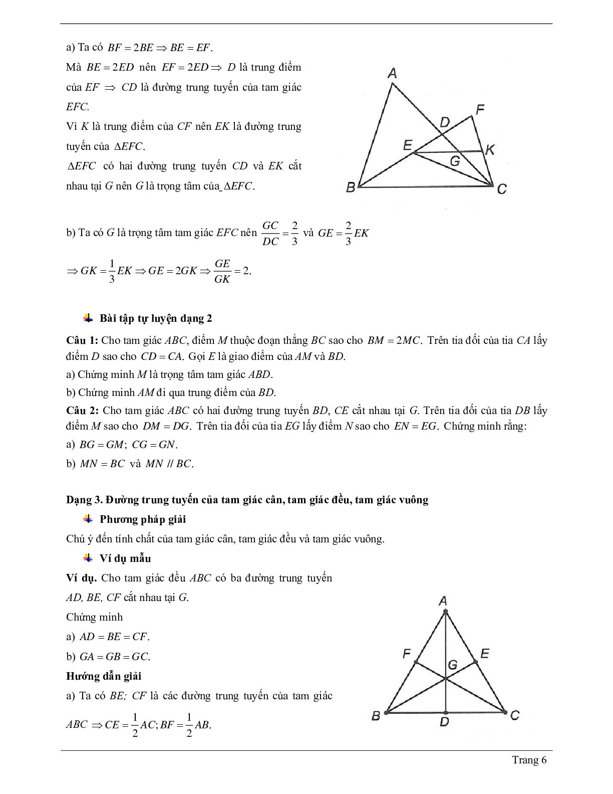70 Bài tập về Tính chất ba đường trung tuyến của tam giác (có đáp án năm 2024) (trang 6)