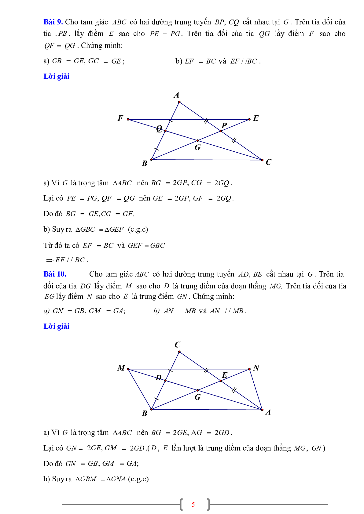 70 Bài tập về Sự đồng quy của ba đường trung tuyến trong một tam giác (có đáp án năm 2024) - Toán 7 (trang 5)