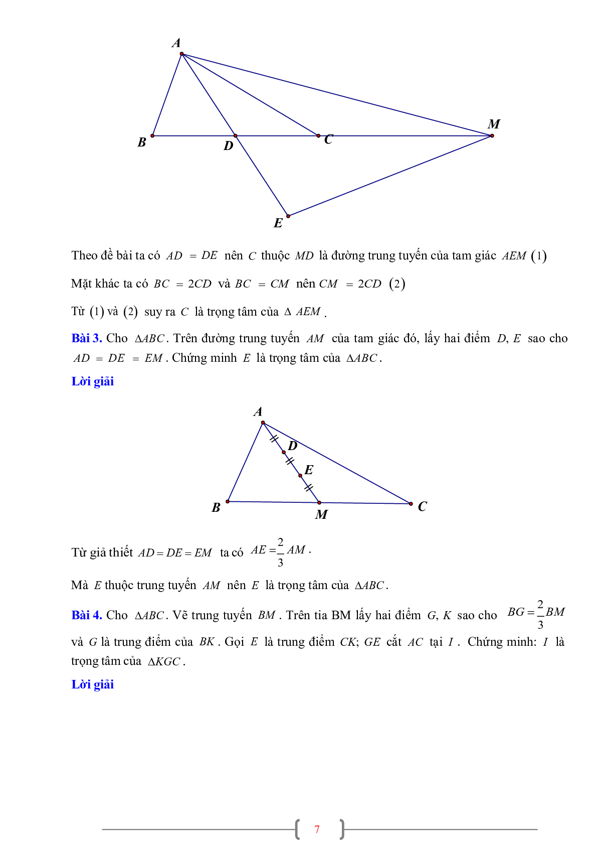 70 Bài tập về Sự đồng quy của ba đường trung tuyến trong một tam giác (có đáp án năm 2024) - Toán 7 (trang 7)