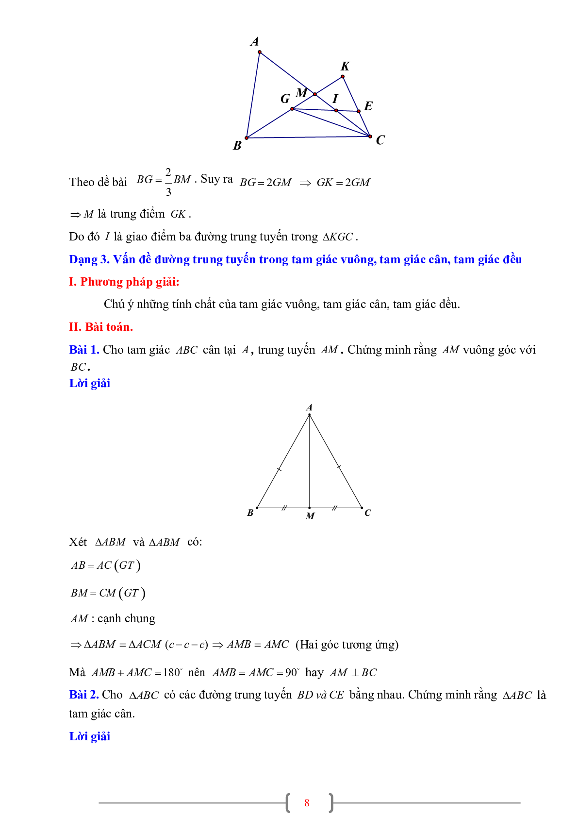 70 Bài tập về Sự đồng quy của ba đường trung tuyến trong một tam giác (có đáp án năm 2024) - Toán 7 (trang 8)