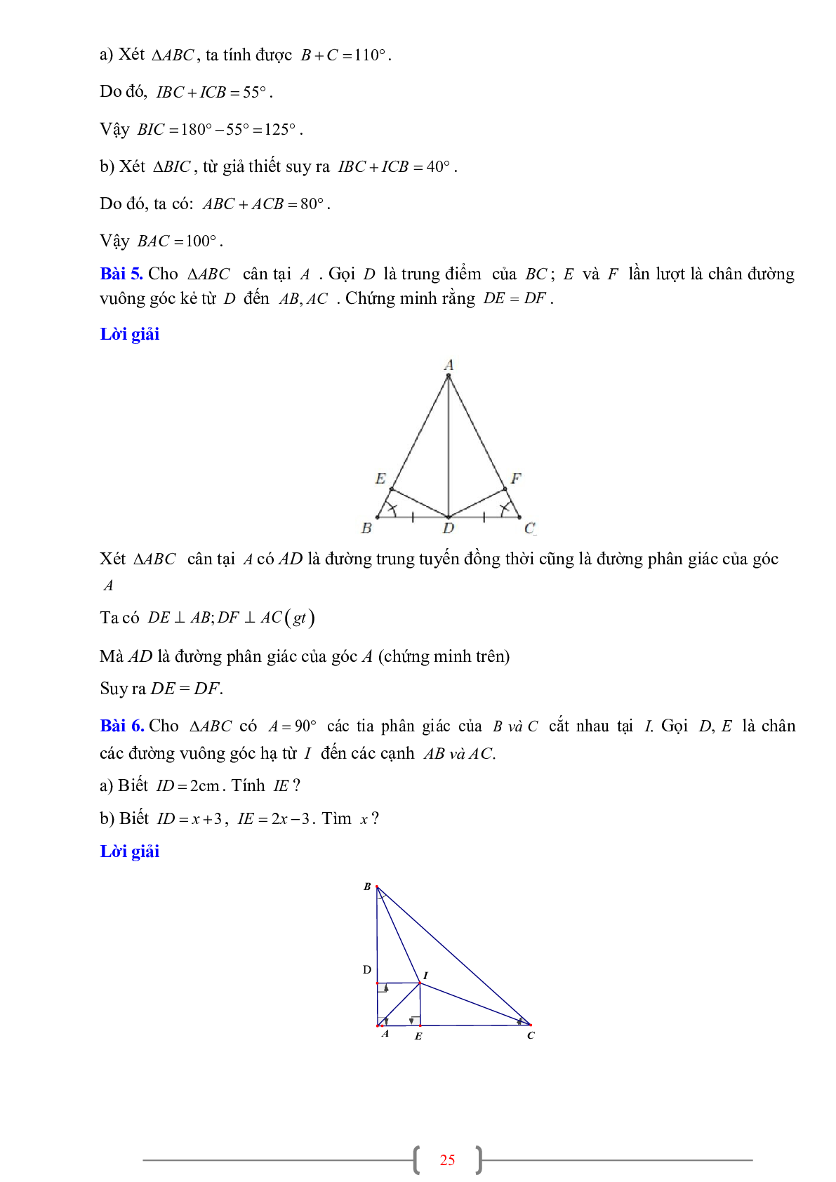 70 Bài tập về Sự đồng quy của ba đường phân giác trong một tam giác (có đáp án năm 2024) - Toán 7 (trang 5)