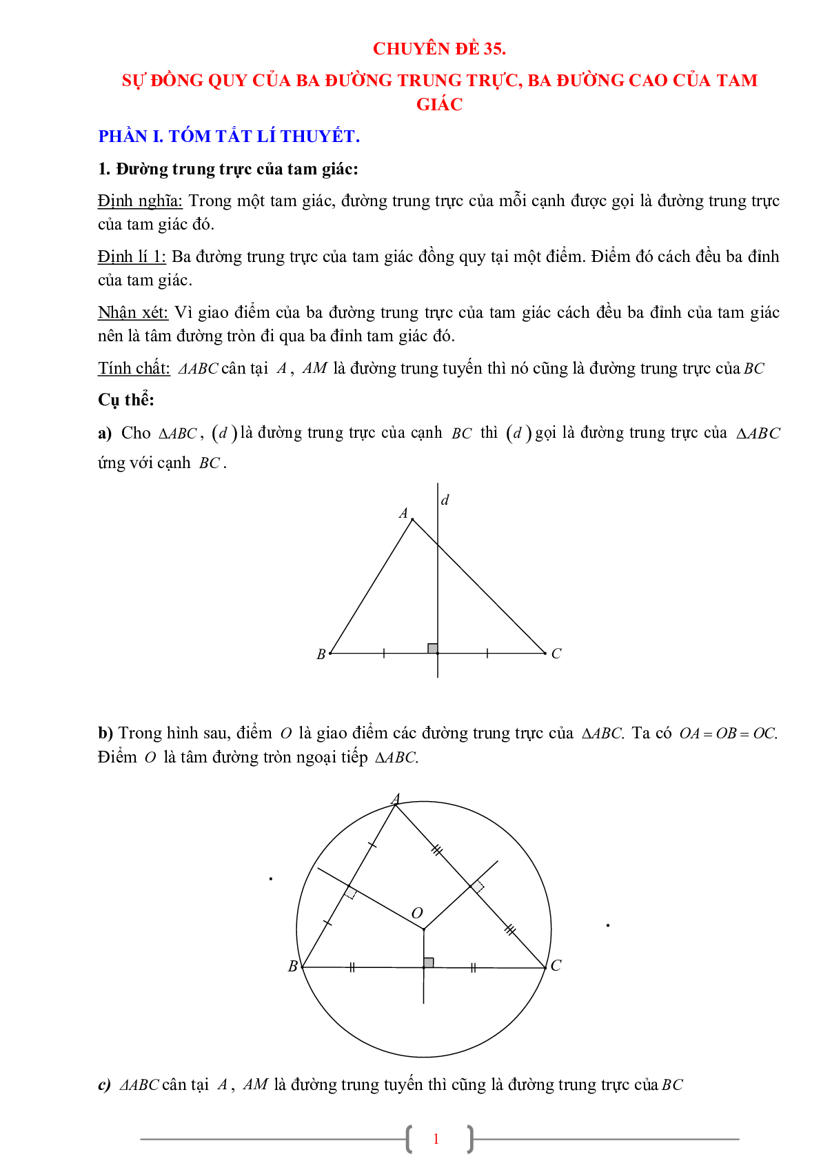 70 Bài tập về Sự đồng quy của ba đường trung trực trong một tam giác (có đáp án năm 2024) - Toán 7 (trang 1)
