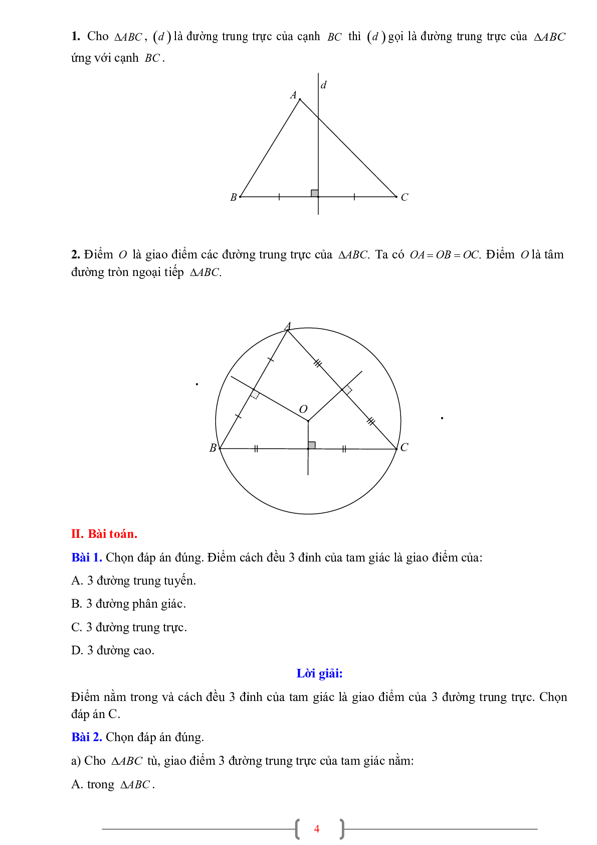 70 Bài tập về Sự đồng quy của ba đường trung trực trong một tam giác (có đáp án năm 2024) - Toán 7 (trang 4)