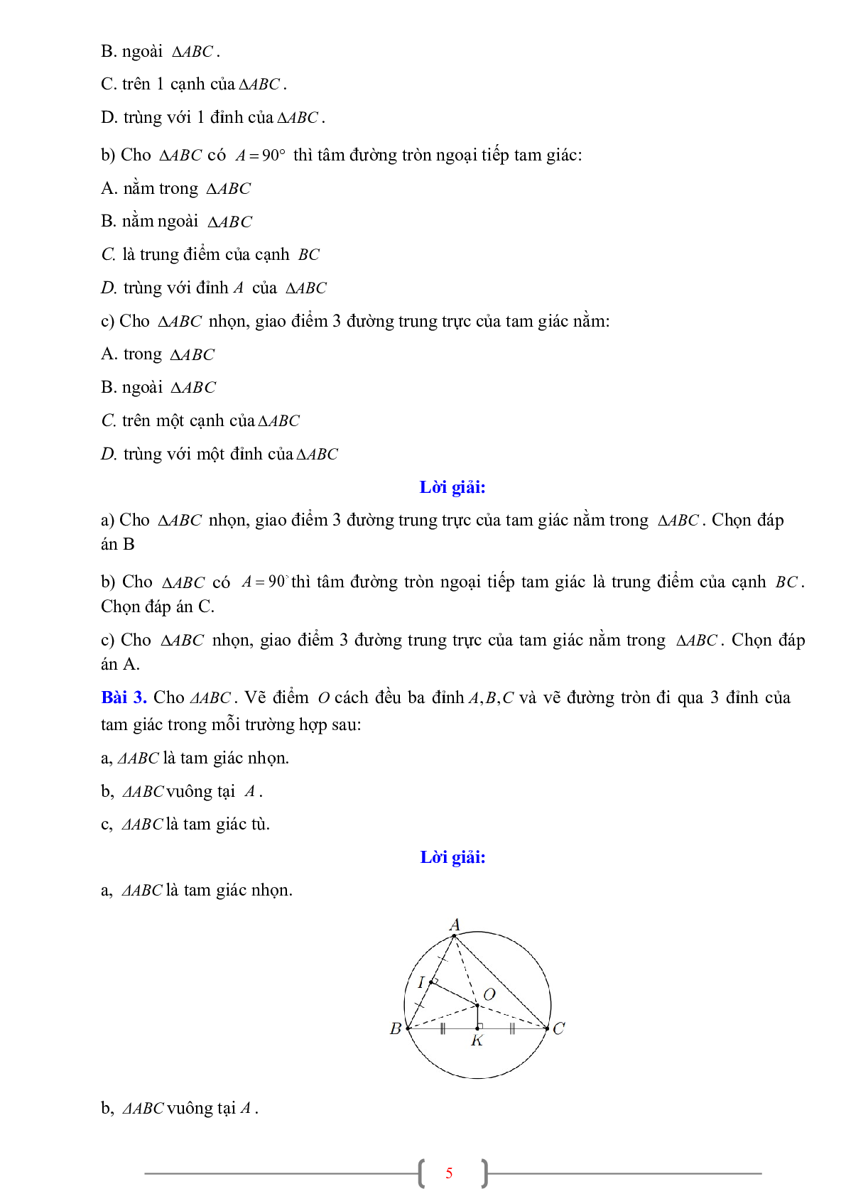 70 Bài tập về Sự đồng quy của ba đường trung trực trong một tam giác (có đáp án năm 2024) - Toán 7 (trang 5)