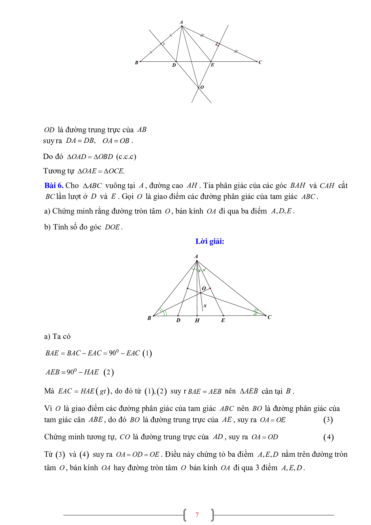 70 Bài tập về Sự đồng quy của ba đường trung trực trong một tam giác (có đáp án năm 2024) - Toán 7 (trang 7)