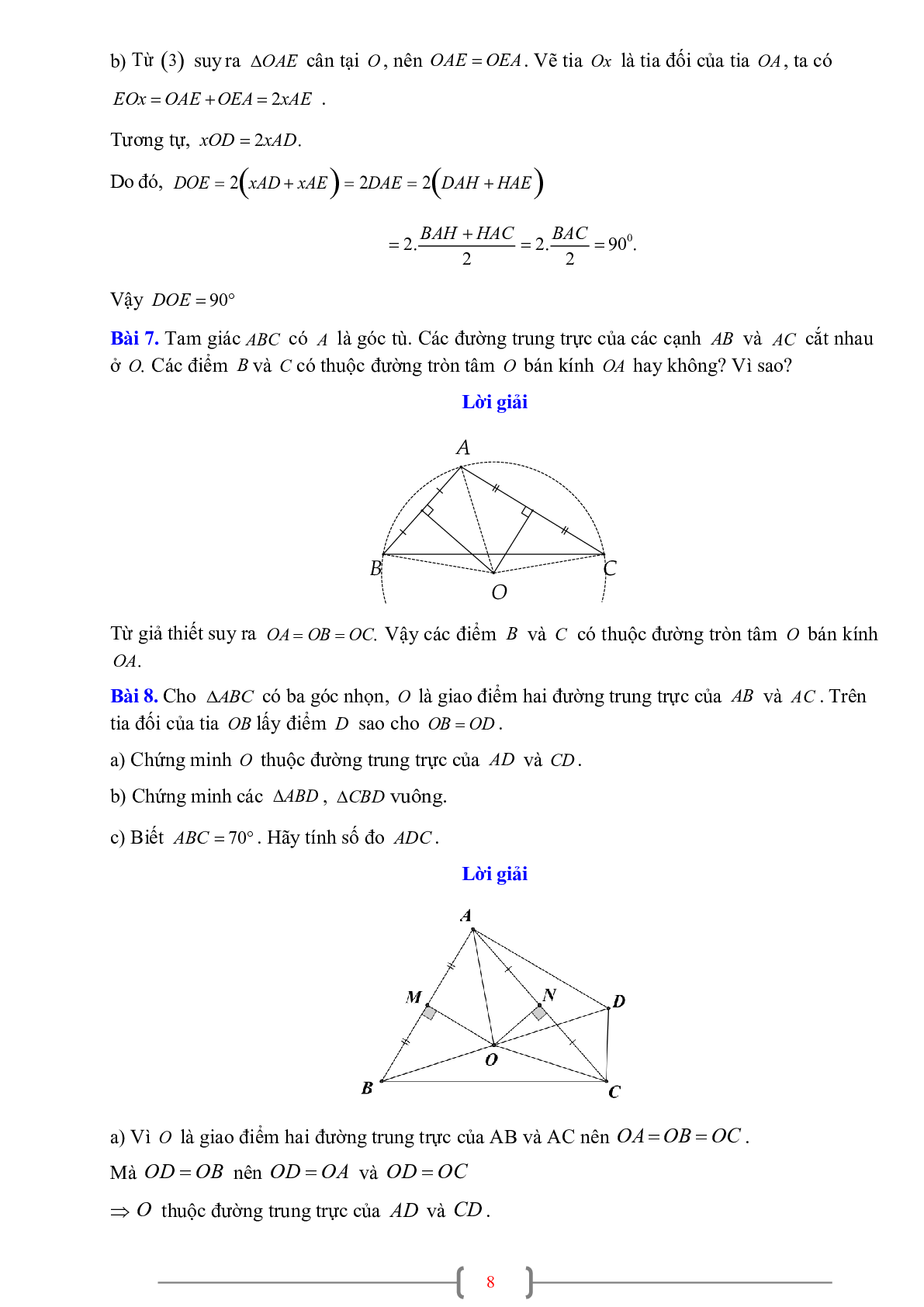 70 Bài tập về Sự đồng quy của ba đường trung trực trong một tam giác (có đáp án năm 2024) - Toán 7 (trang 8)