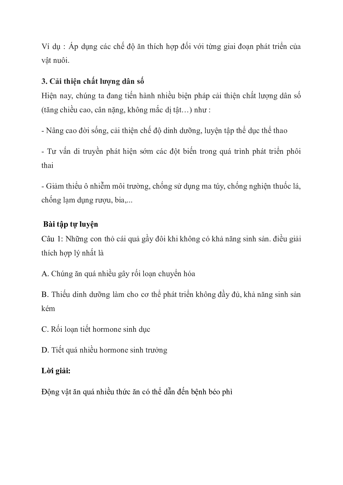 60 Bài tập về các nhân tố ảnh hưởng đến sinh trưởng và phát triển ở động vật (tiếp theo) (2024) có đáp án chi tiết nhất (trang 4)