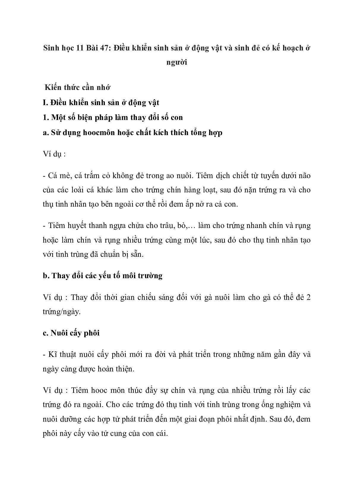 60 Bài tập về điều khiển sinh sản ở động vật và sinh đẻ có kế hoạch ở người (2024) có đáp án chi tiết nhất (trang 1)