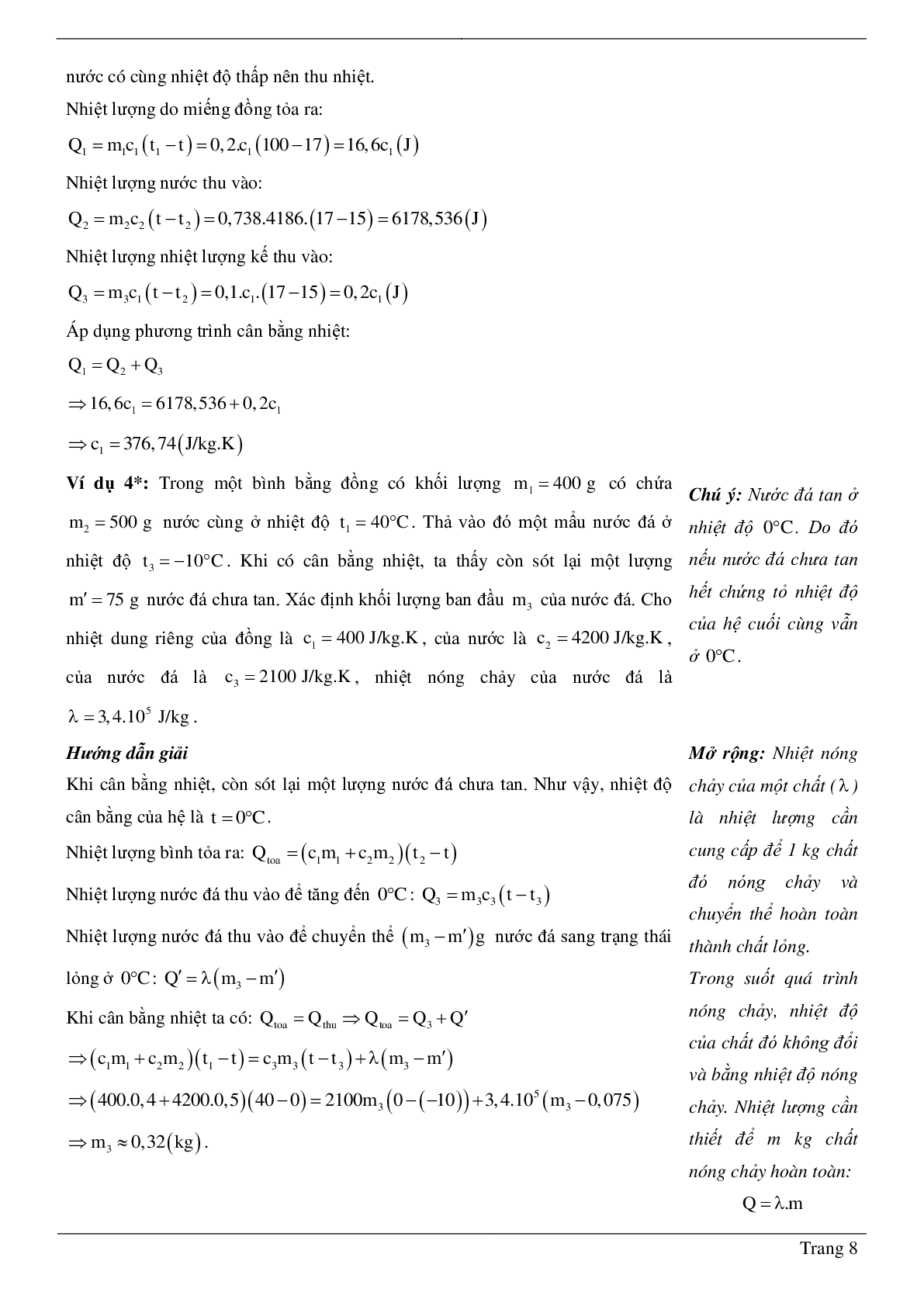 100 bài tập về nhiệt lượng - phương trình cân bằng nhiệt (có đáp án năm 2023) - Vật lí 8 (trang 8)