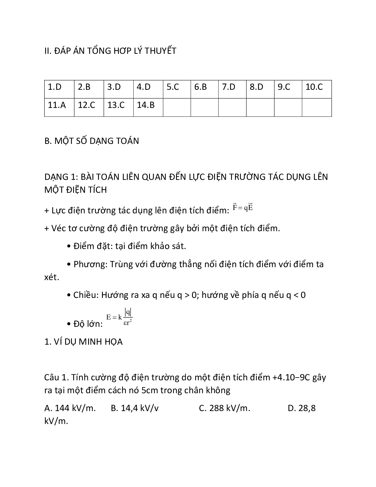 70 Bài tập về Điện trường và cường độ điện trường. Đường sức điện (2024) có đáp án chi tiết nhất (trang 4)