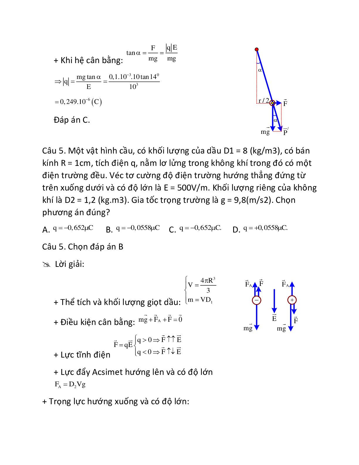 70 Bài tập về Điện trường và cường độ điện trường. Đường sức điện (2024) có đáp án chi tiết nhất (trang 7)