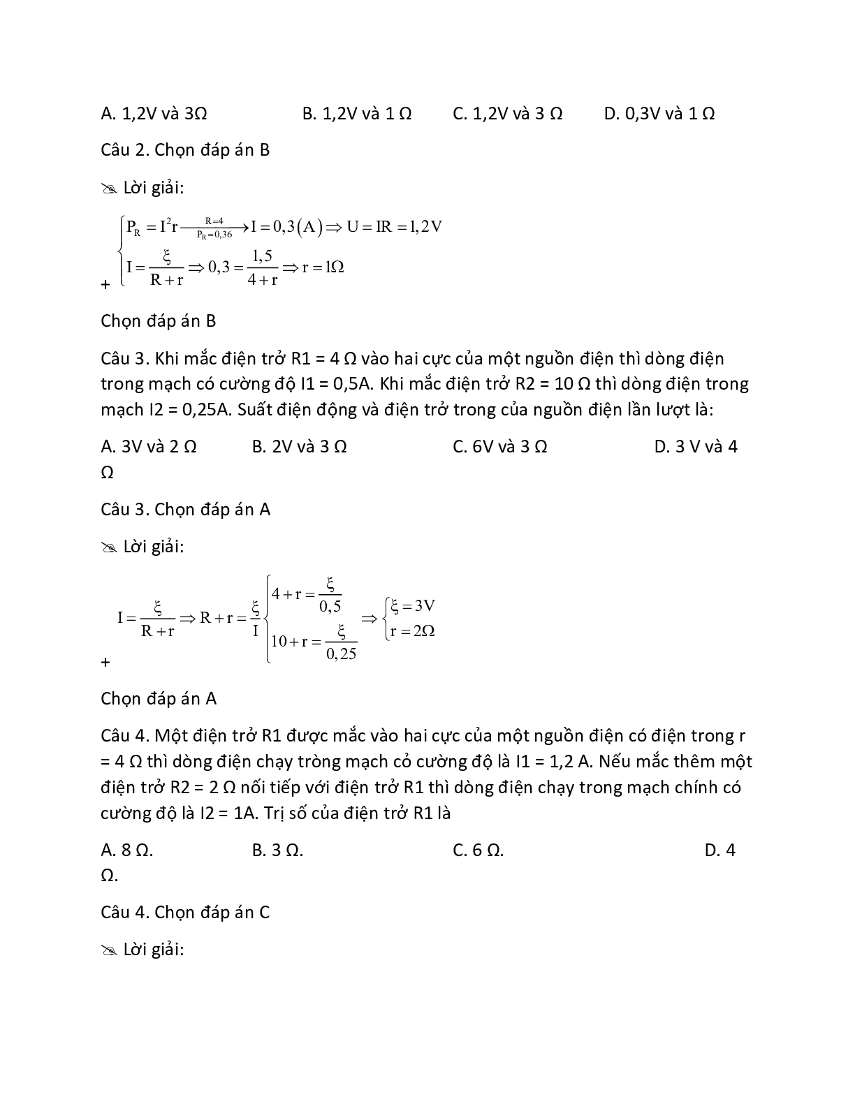 70 Bài tập về Định luật Ôm đối với toàn mạch (2024) có đáp án chi tiết nhất (trang 6)
