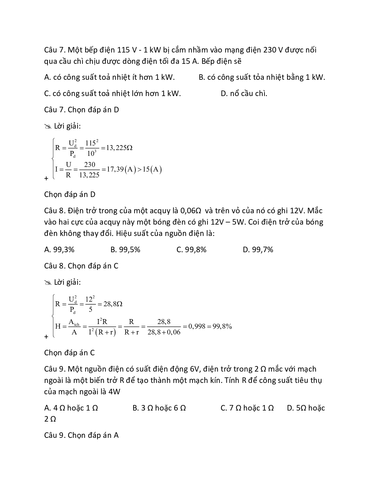70 Bài tập về Định luật Ôm đối với toàn mạch (2024) có đáp án chi tiết nhất (trang 8)