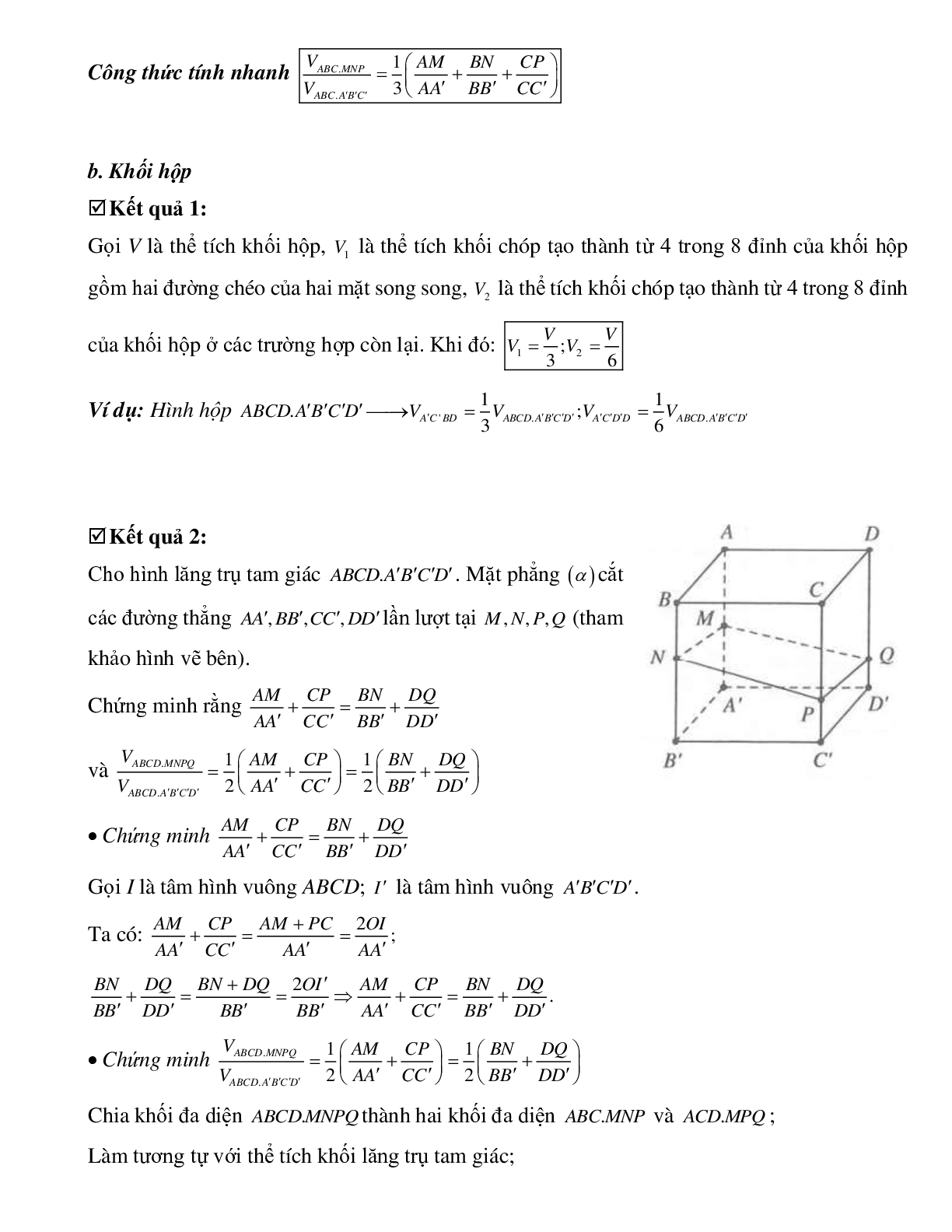 Công thức tính thể tích khối lăng trụ hay, nhanh nhất (trang 2)