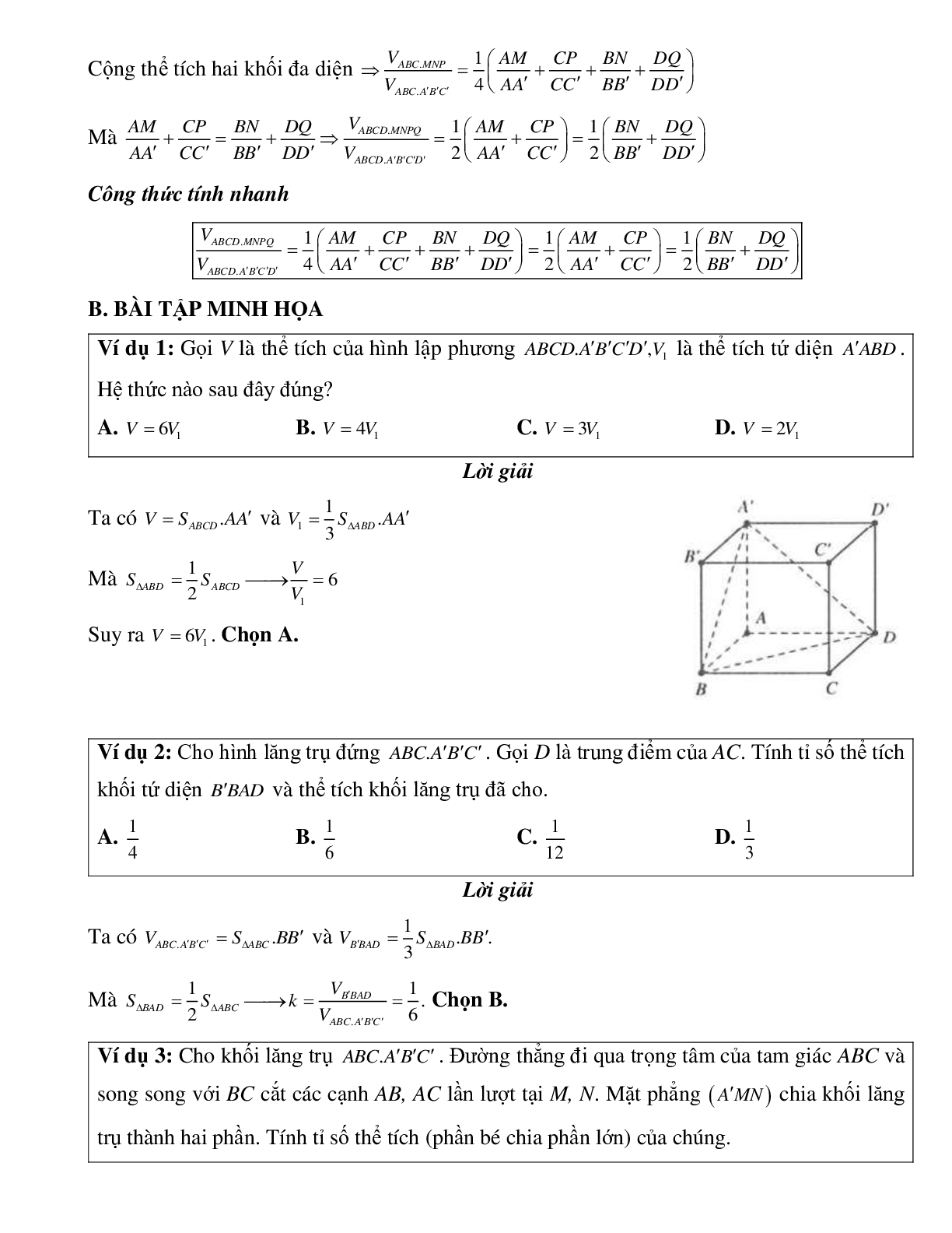 Công thức tính thể tích khối lăng trụ hay, nhanh nhất (trang 3)