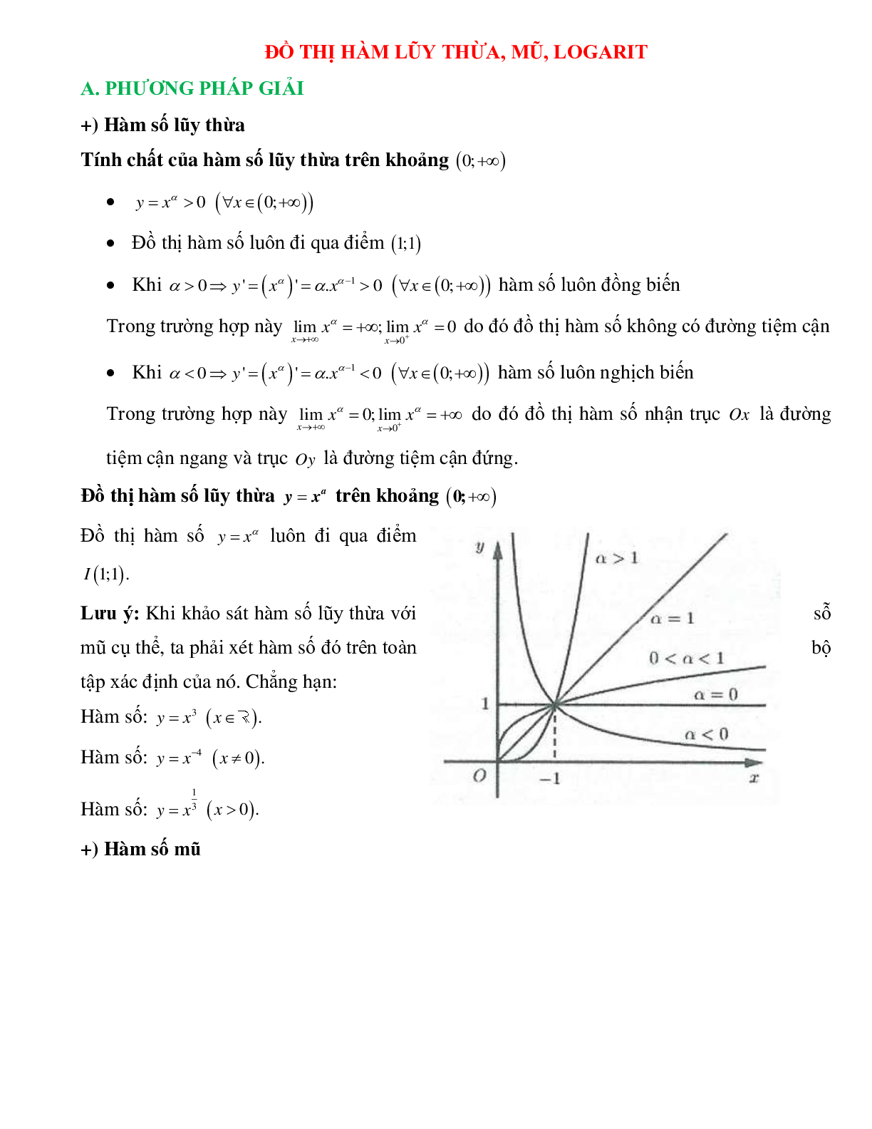 Cách nhận biết đồ thị hàm số mũ, hàm số logarit (2024) mới nhất (trang 1)