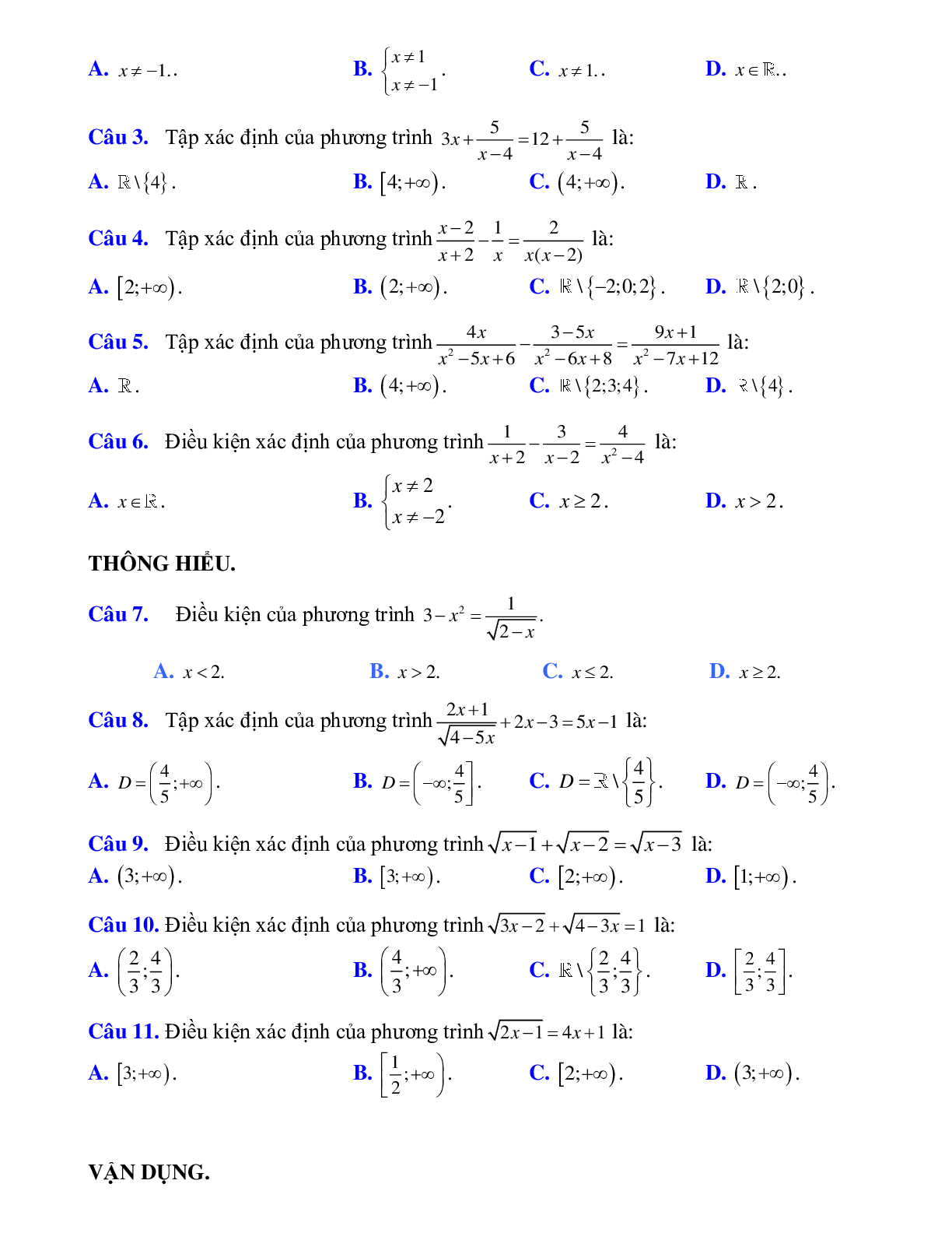 30 Bài tập Cách tìm tập xác định của phương trình (2024) hay, chi tiết, có đáp án (trang 3)