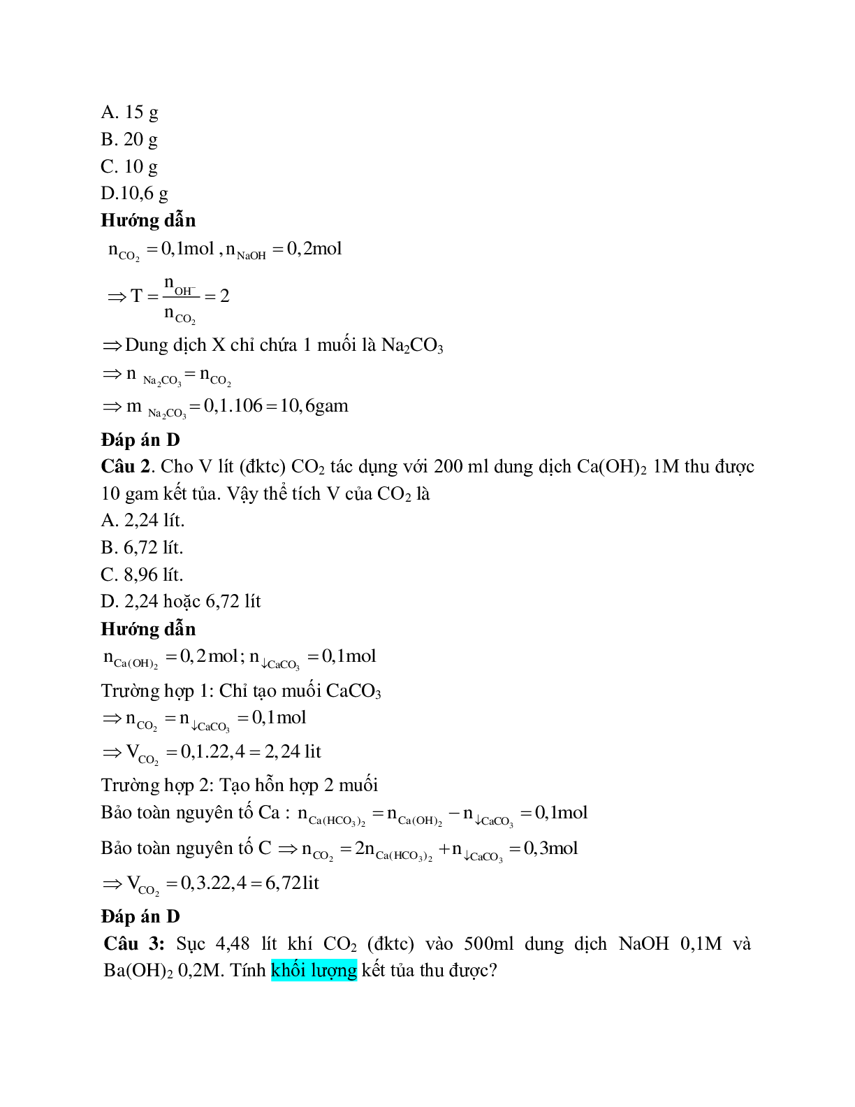 30 Bài tập CO2 tác dụng với dung dịch kiềm (2024) có đáp án chi tiết nhất (trang 2)