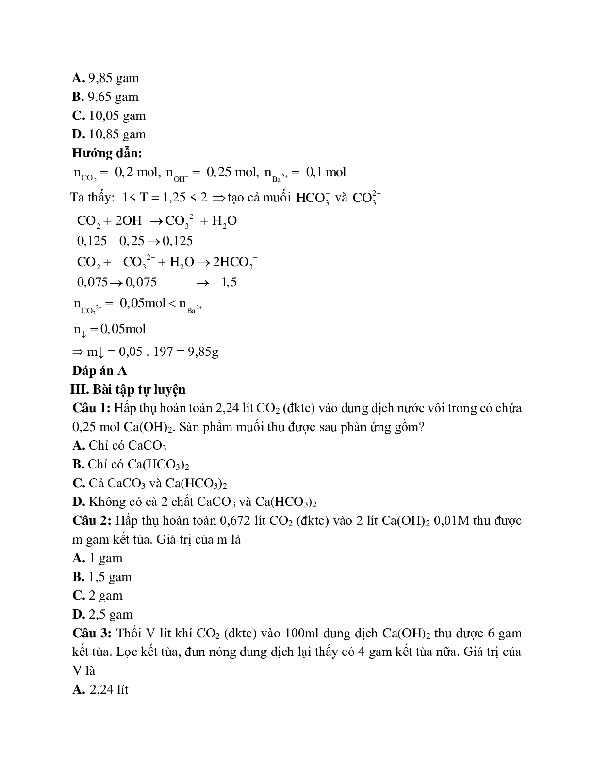 30 Bài tập CO2 tác dụng với dung dịch kiềm (2024) có đáp án chi tiết nhất (trang 3)