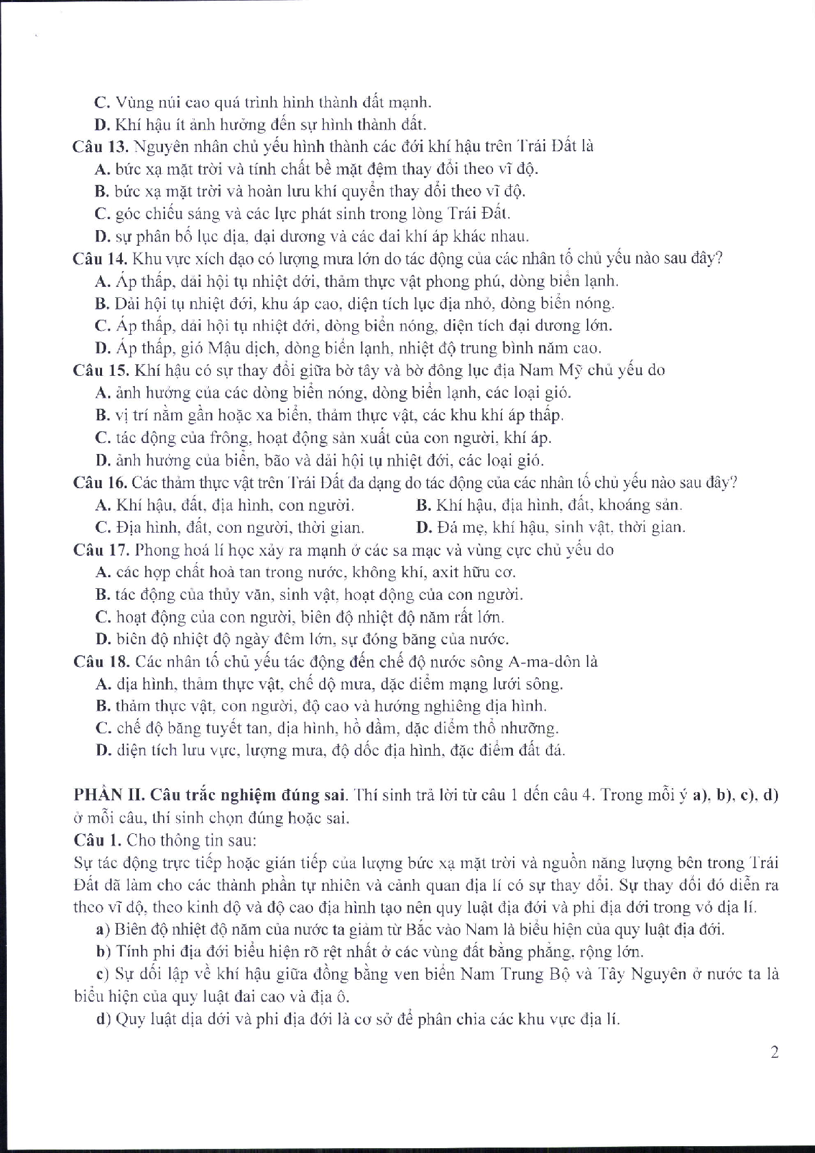 Đề minh họa môn Địa lí thi tốt nghiệp THPT 2025 (có đáp án) (trang 2)