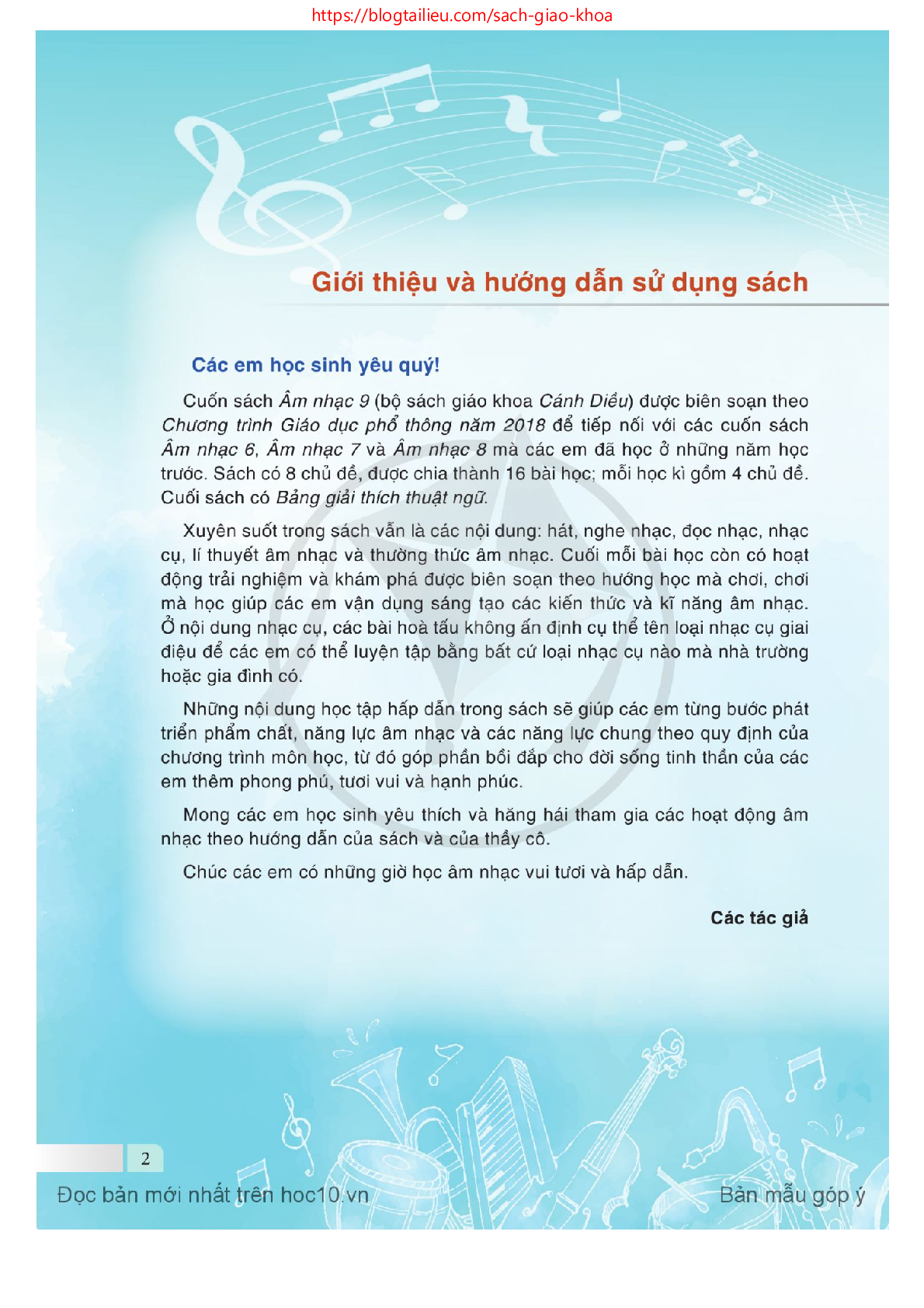 SGK Âm nhạc 9 Cánh diều PDF | Sách giáo khoa Âm nhạc lớp 9 Cánh diều (trang 4)