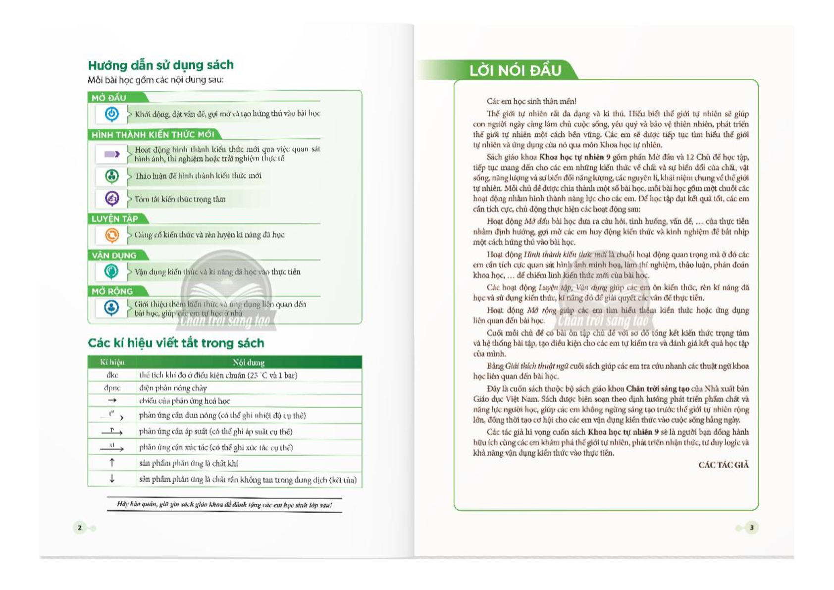 SGK Khoa học tự nhiên 9 Chân trời sáng tạo PDF | Sách giáo khoa KHTN 9 Chân trời sáng tạo (trang 3)