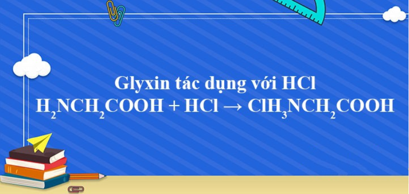 H2NCH2COOH + HCl → ClH3NCH2COOH | H2NCH2COO ra ClH3NCH2COOH