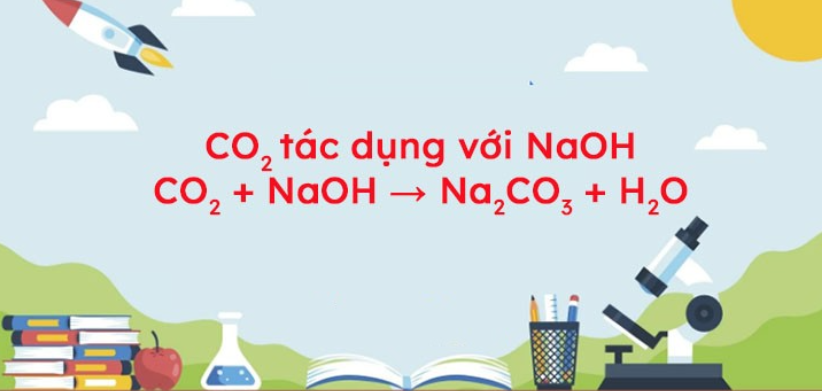 CO2 + NaOH → Na2CO3 + H2O | NaOH ra Na2CO3