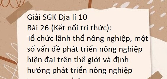 Giải SGK Địa lí 10 (Kết nối tri thức) Bài 26: Tổ chức lãnh thổ nông nghiệp, một số vấn đề phát triển nông nghiệp hiện đại trên thế giới và định hướng phát triển nông nghiệp trong tương lai