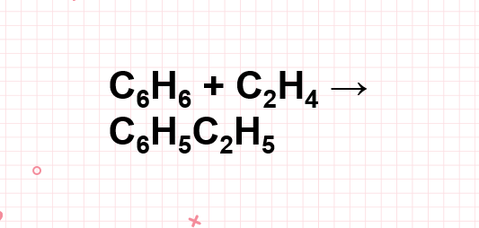 C6H6 + C2H4 → C6H5C2H5 | Benzen ra Etylbenzen | C6H6 ra C6H5C2H5