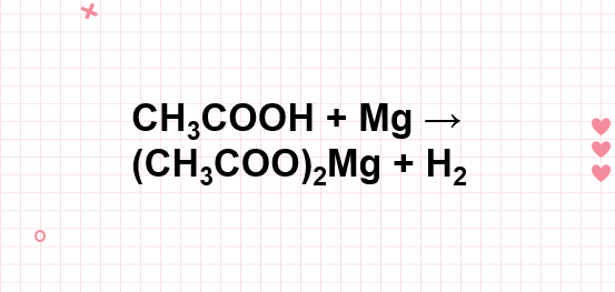 CH3COOH ra (CH3COO)2Mg | CH3COOH + Mg → (CH3COO)2Mg + H2