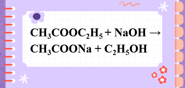 CH3COOC2H5 + NaOH → CH3COONa + C2H5OH | CH3COOC2H5 ra CH3COONa | NaOH ra CH3COONa