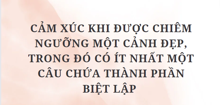 TOP 10 Bài văn về Cảm xúc khi được chiêm ngưỡng một cảnh đẹp, trong đó có ít nhất một câu chứa thành phần biệt lập (2024) HAY NHẤT