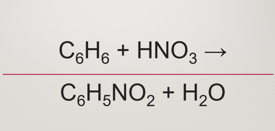 C6H6 ra C6H5NO2 | C6H6 + HNO3 → C6H5NO2 + H2O