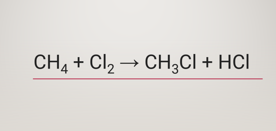 CH4 ra HCl l CH4 ra CH3Cl | CH4 + Cl2 → CH3Cl + HCl