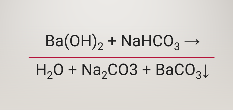 Ba(OH)2 + NaHCO3 → H2O + Na2CO3 + BaCO3↓ | Ba(OH)2 ra BaCO3