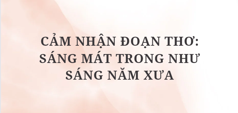 TOP 6 Bài văn Cảm nhận đoạn thơ: Sáng mát trong như sáng năm xưa (2024) HAY NHẤT