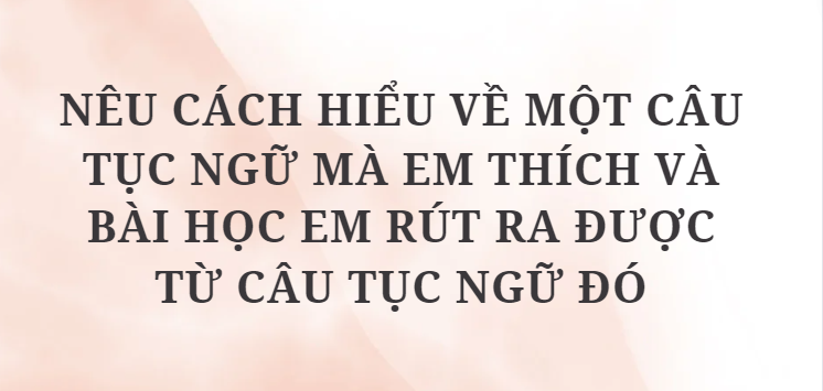 TOP 10 Bài mẫu Nêu cách hiểu về một câu tục ngữ mà em thích và bài học em rút ra được từ câu tục ngữ đó (2024) HAY NHẤT