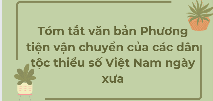 TOP 10 Bài mẫu Tóm tắt văn bản Phương tiện vận chuyển của các dân tộc thiểu số Việt Nam ngày xưa (2024) HAY NHẤT