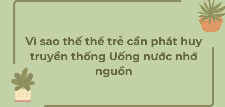 TOP 13 Đoạn văn Vì sao thế thể trẻ cần phát huy truyền thống Uống nước nhớ nguồn (2024) HAY NHẤT