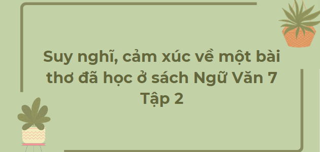 TOP 12 Bài văn Suy nghĩ, cảm xúc về một bài thơ đã học ở sách Ngữ Văn 7 Tập 2 (2024) HAY NHẤT