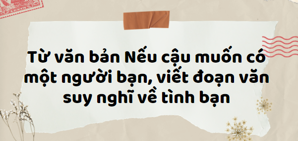 TOP 15 Đoạn văn Từ văn bản Nếu cậu muốn có một người bạn, viết đoạn văn suy nghĩ về tình bạn (2024) HAY NHẤT