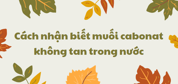 Cách nhận biết muối cabonat không tan trong nước chi tiết nhất